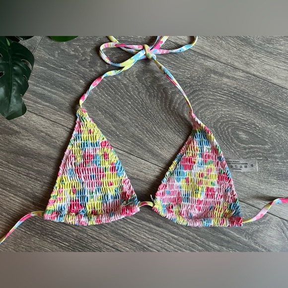 Unbranded multicolored floral smocked string bikini top and bottom. Size S - Picture 7 of 10